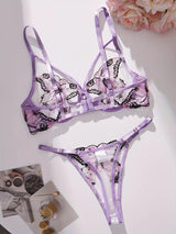 Sexy Dessous set | Besticktes BH-Set aus Stickereispitze,Schmetterling BH