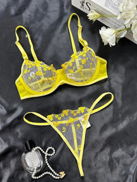 Sexy Dessous-Set, Damenunterwäsche (2-teiliges Set mit String), verführerische Reizwäsche, bestickter BH und Tanga