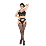 Highwaist tights, sexy women's fishnet tights with high waist, erotic lingerie, seductive lingerie with belt (1 piece) 