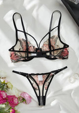 Sexy Dessous set | Besticktes BH-Set aus Stickereispitze,Schmetterling BH