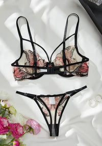 Sexy Dessous set | Besticktes BH-Set aus Stickereispitze,Schmetterling BH