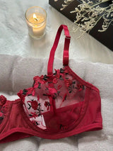 Sexy Dessous-Set, Damenunterwäsche (2-teiliges Set mit String), verführerische Reizwäsche, bestickter BH und Tanga