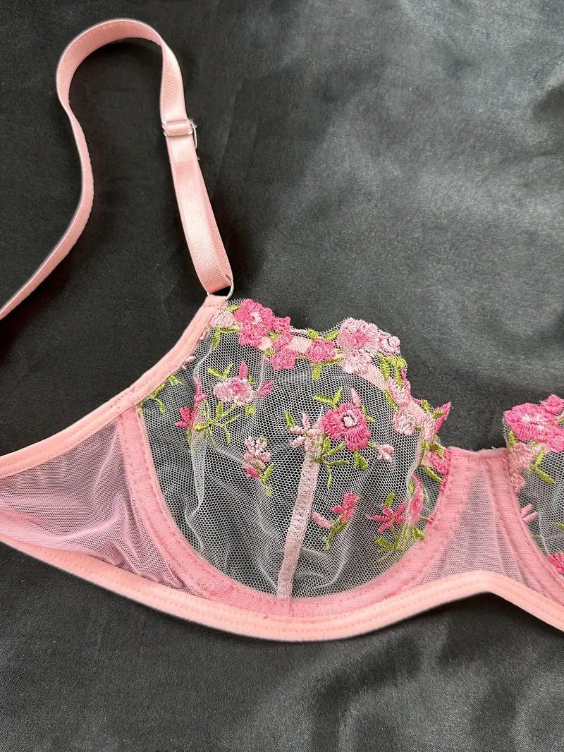 Sexy Dessous-Set, Damenunterwäsche (2-teiliges Set mit String), verführerische Reizwäsche, bestickter BH und Tanga