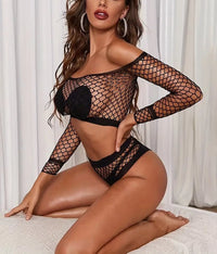 Bra set, tank top, fishnet lingerie, sexy bra and underwear briefs, body stocking (set, 2 pieces, with panty) erotic lingerie bra set with briefs, shoulder-free lingerie for women 