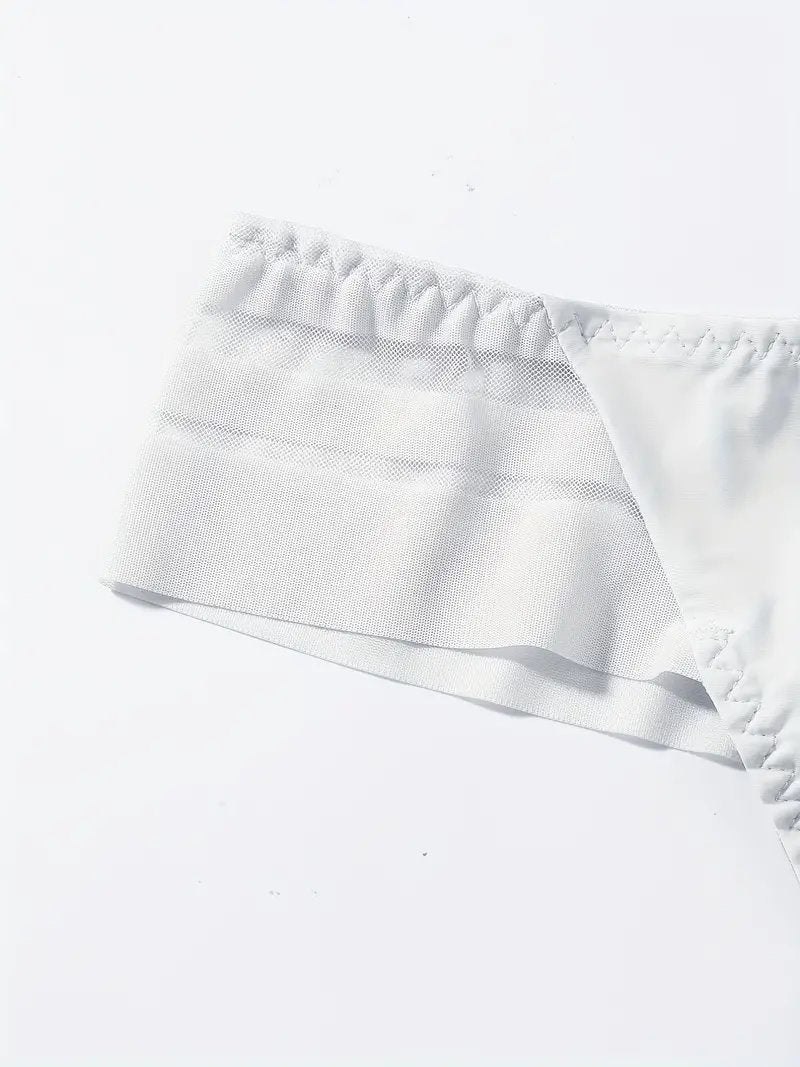 Unterhosen, Tangaslip Kontrast-Mesh-Tanga, Intimates-Höschen mit niedriger Taille, Dessous (1-St) Lingerie für Damen, sexy halbtransparente Unterhosen, stilvolle Panty
