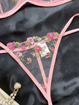 Sexy Dessous-Set, Damenunterwäsche (2-teiliges Set mit String), verführerische Reizwäsche, bestickter BH und Tanga