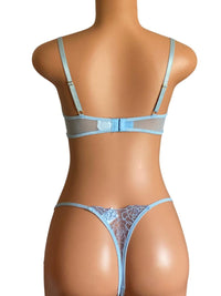 Sexy besticktes Dessous-Set für Damen, transparenter BH und Tanga, 2-tlg., verführerisches Lingerie-Set