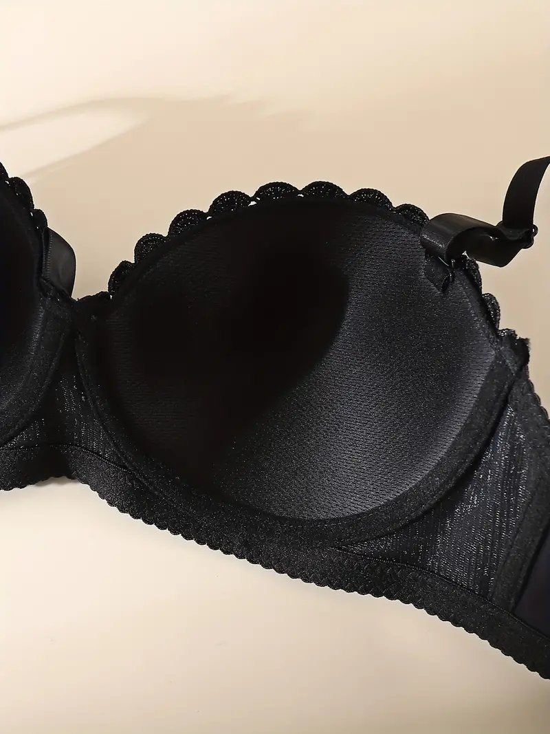 Balconette bra, balconette push-up bra, elegant women's lingerie, sexy bra with lace (1 piece) with adjustable straps, underwear for women 
