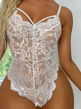 Body ouvert, sexy lingerie made of floral lace, body with bandage on the back (1 piece) seductive women's underwear, erotic lace lingerie 