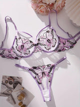 Sexy Dessous set | Besticktes BH-Set aus Stickereispitze,Schmetterling BH