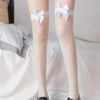 Over-the-knee tights, over-the-knee fishnet stockings, thigh-high fishnet socks and stockings (1 pair) Comfortable sexy lingerie, women's stockings and hosiery with bows 