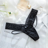 Thong briefs, sexy lace panties for women, women's cross-strap G-string thongs (1 piece). Sexy women's briefs, lingerie, underwear in lace look, panty 